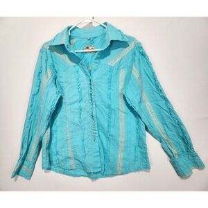 Scully Women's Western Wear Button-Up Shirt Turquoise Size L